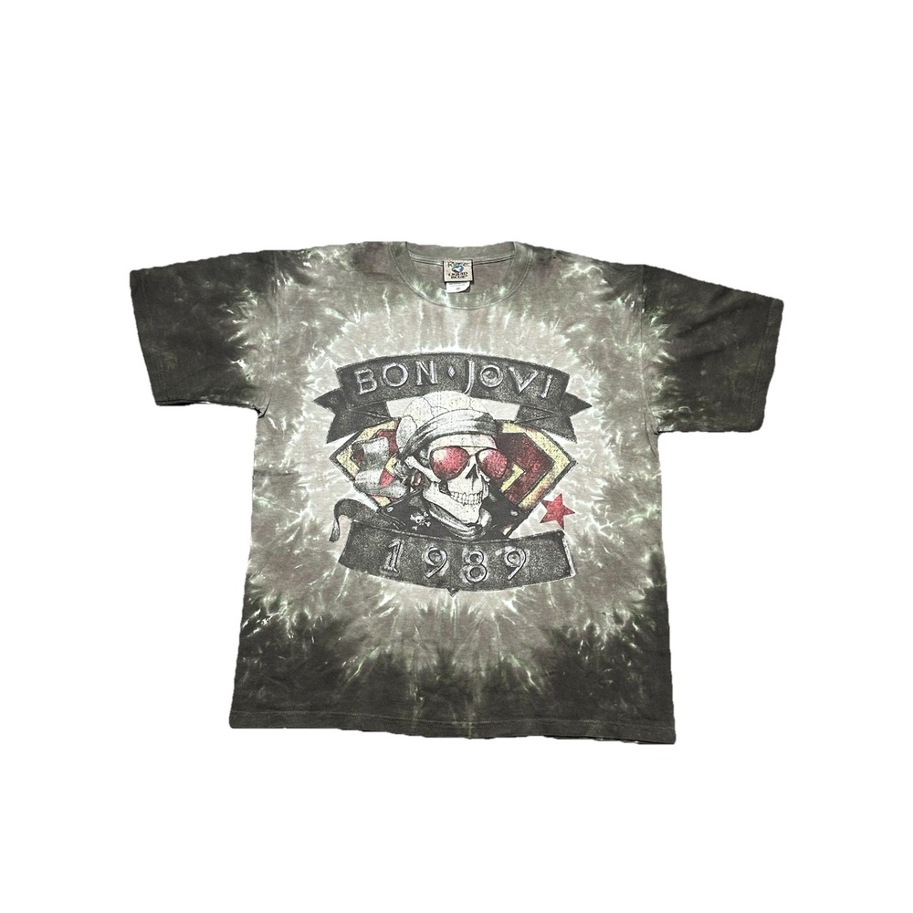 Y2K Liquid Blue Bon Jovi 1989 Size Medium Tie Dye